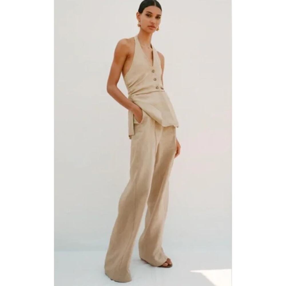 Zara Linen Halter Jumpsuit (Size Medium)